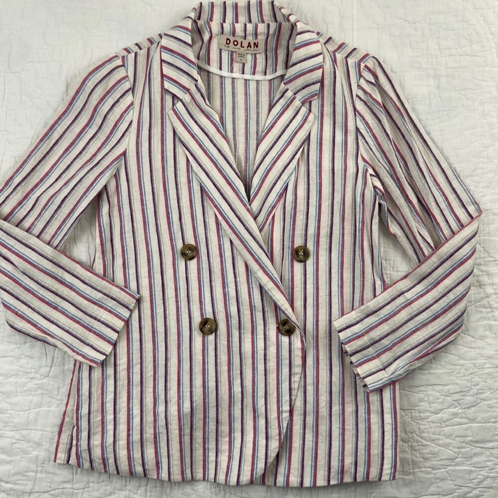 Anthropologies Dolan Striped Cotton Linen Blend Button Up Blazer size XS
